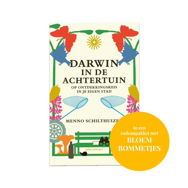 CADEAUPAKKET: Darwin in de achtertuin + 5 kleurrijke bloembommen