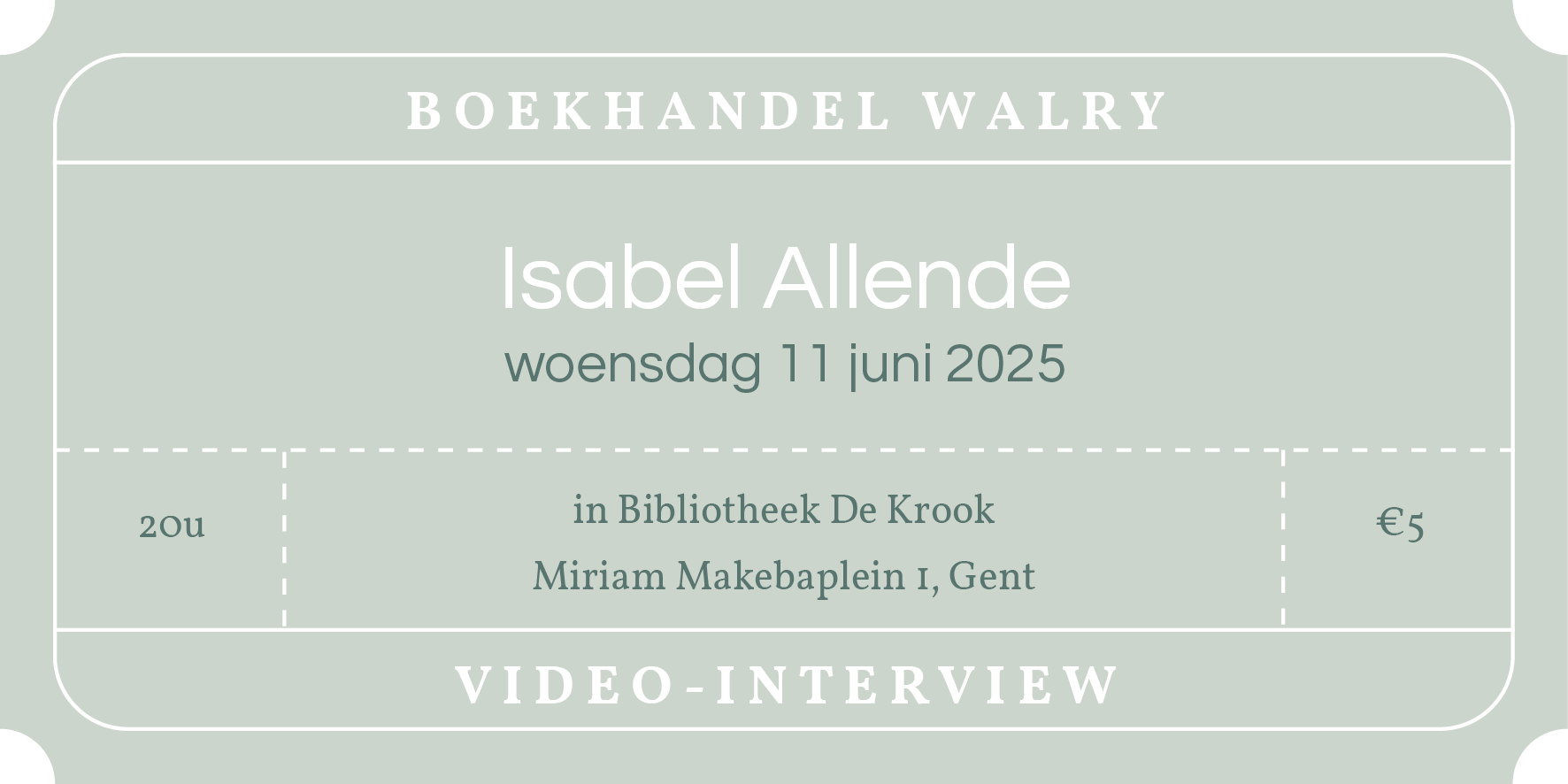 Ticket - 11 juni 2025 - video-interview met Isabel Allende