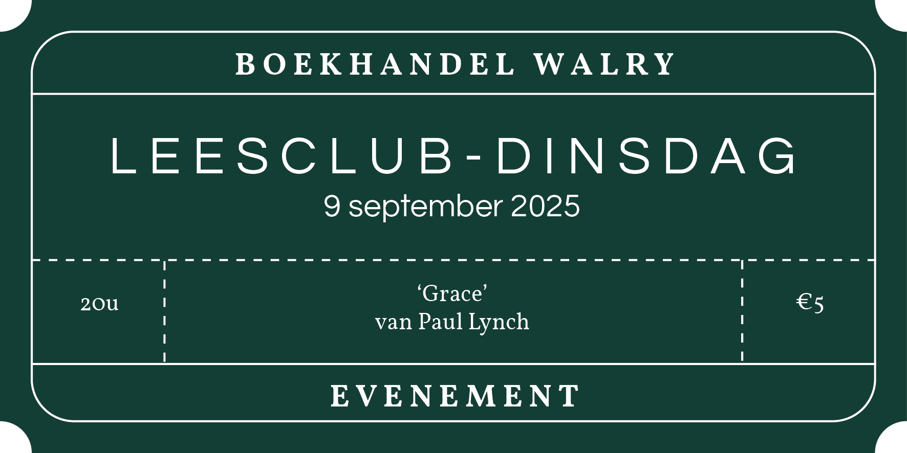Ticket - dinsdag 9 september 2025 - Leesclub
