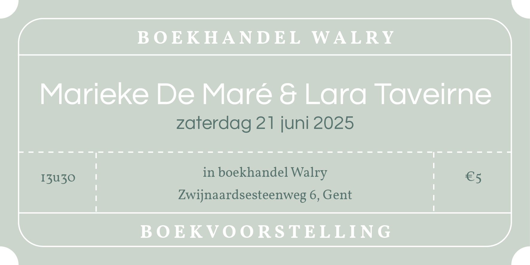 Ticket - 21 juni 2025 - Marieke De Maré & Lara Taveirne