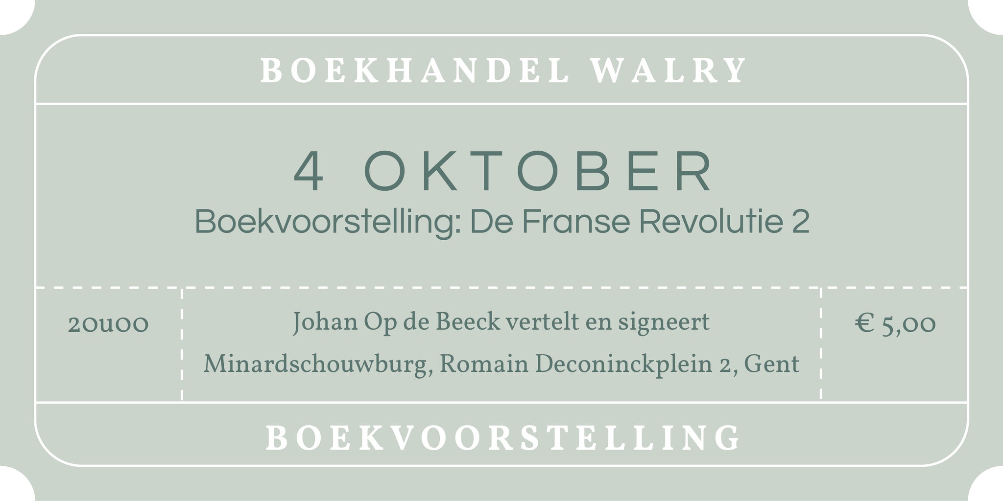 Ticket - Boekvoorstelling met Johan Op de Beeck - 'De Franse Revolutie 2'